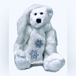 Dandee International Limited Vintage White & Silver Christmas Winter Plush Bear